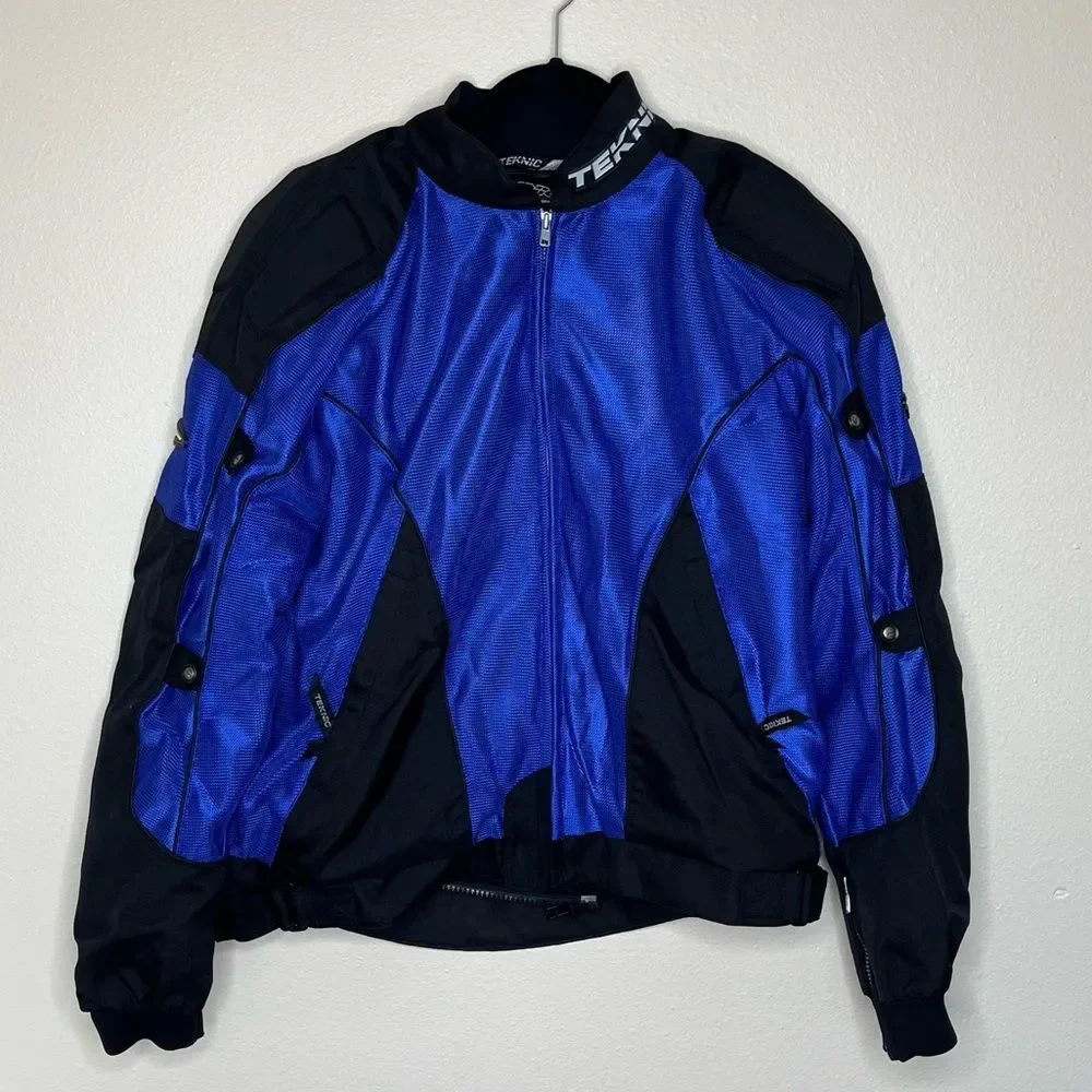 Teknic Padded Motorcycle Jacket Blue Black Adventure Riding Moto Armor Men 44